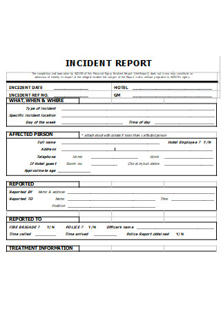 Hotel Incident Report in DOC