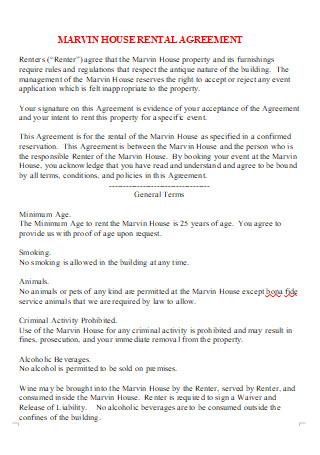 House Rental Agreement in DOC
