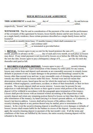 House Rental Lease Agreement