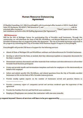 Human Resource Outsourcing Agreement