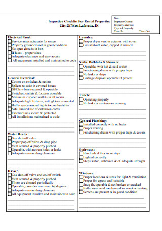 Inspection Checklist For Rental Properties 