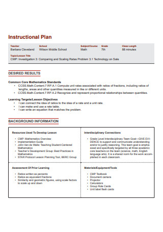 Instructional Plan Example