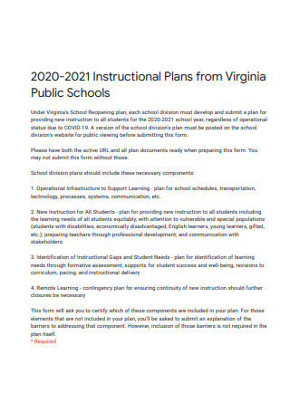 Instructional Plans From Public Schools