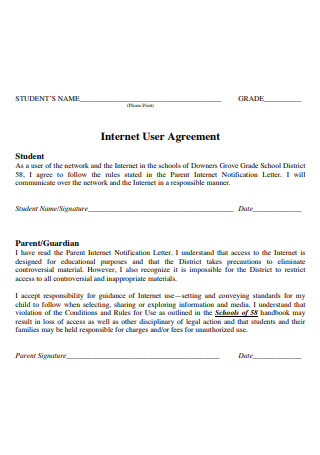 Internet User Agreement