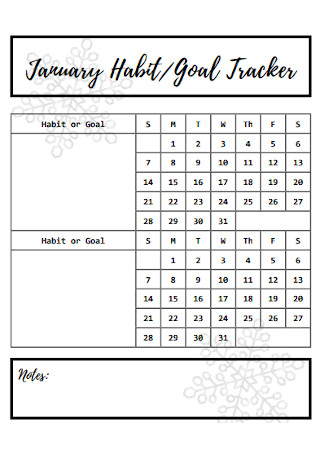 January Habit and Goal Tracker