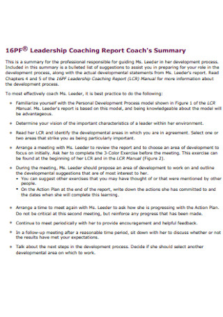 Leadership Coaching Report