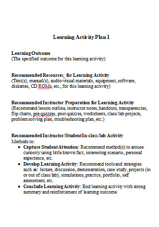 Learning Activity Plan