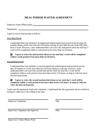 Meal Period Waiver Agreement