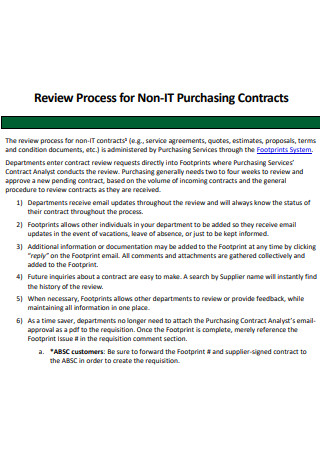 Non IT Purchasing Contract