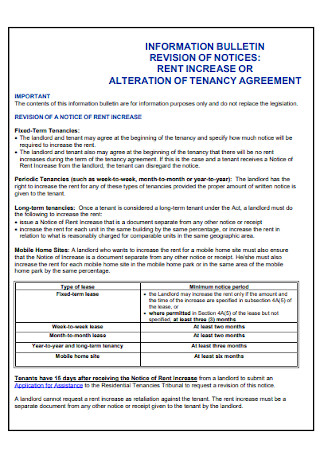 Notice of Rent Increase Agreement