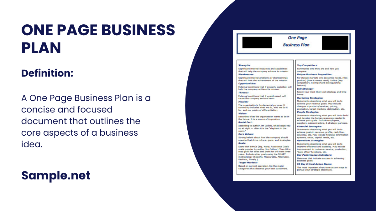 One Page Business Plan