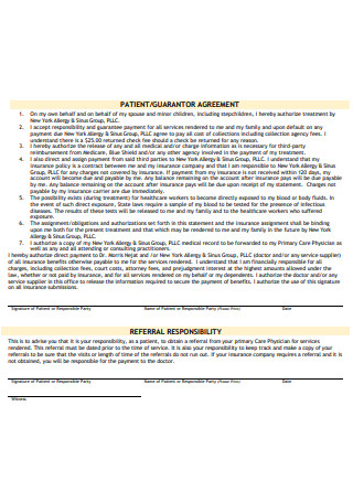 Patient Guarantor Agreement