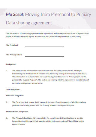 Preschool Data Sharing Agreement