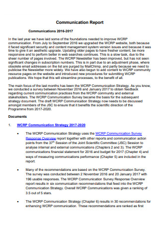 Printable Communication Report