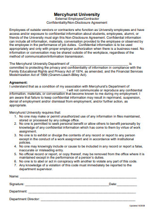 Printable Employee Non Disclosure Agreement