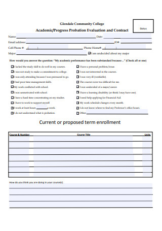 Progress Probation Evaluation and Contract