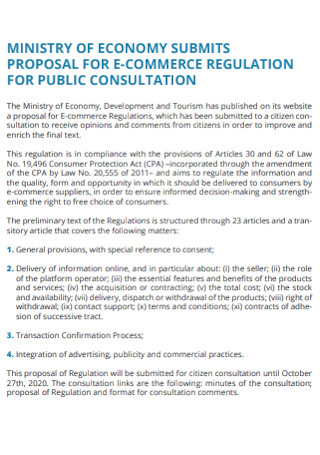 Proosal for E Commerce for Public Consultation
