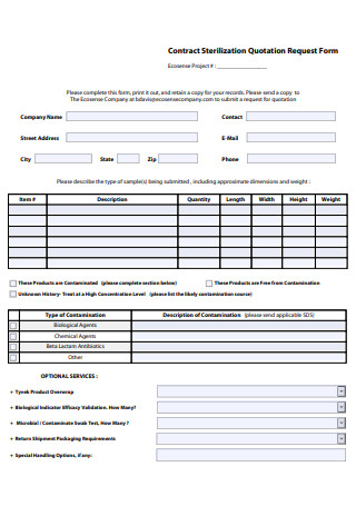 Quotation Contract Request Form