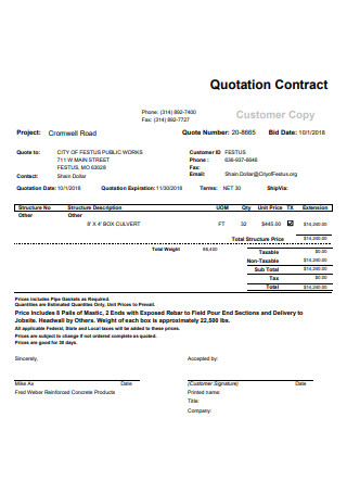 Quotation Contract Template