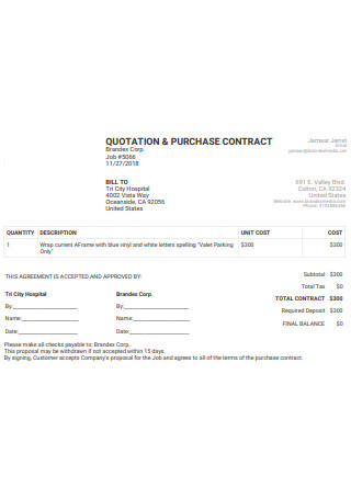 Quotation and Purchase Contract