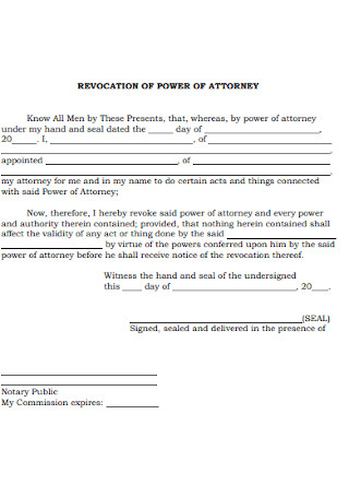 Revocation of Power of Attorney Format