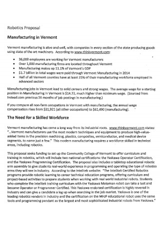 Robotics Manufacturing Proposal