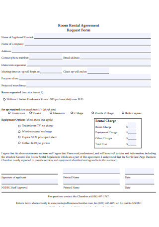 Room Rental Agreement Request Form