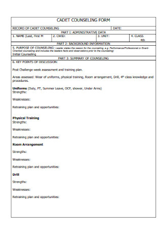 Sample Cadet Counseling Form