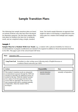 Sample Transition Plan