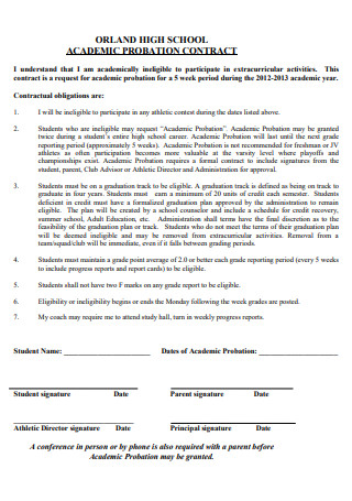 School Academic Probation Contract