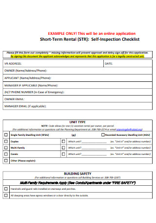 Short Term Rental Self Inspection Checklist