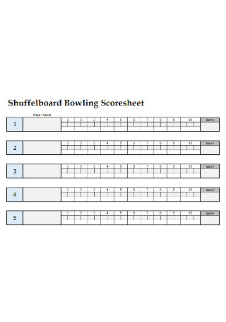 Simple Bowling Score Sheet