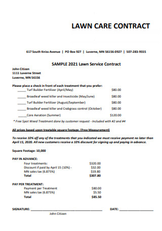 Standard Lawn Care Contract