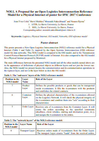 Standard Proposal for Logistics