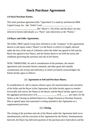 Stock Purchase Agreement in PDF