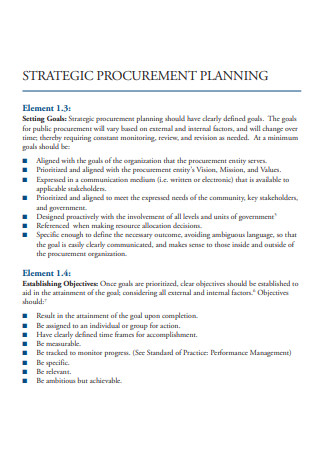 Strategic Procurement Planning