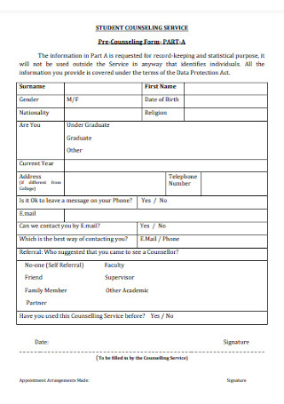 Student Counseling Form