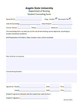 Student Cunselling Form