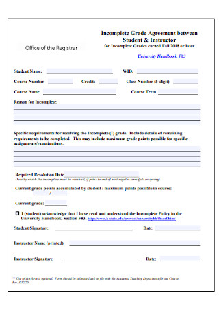 Student Instructor Agreement