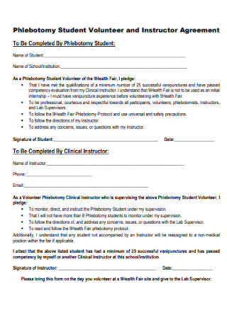 Student Volunteer and Instructor Agreement