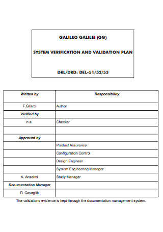 System Verification and Validation Plan