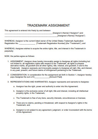 Trademark Assignment Agreement Example