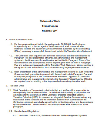 Transition Statement of Work