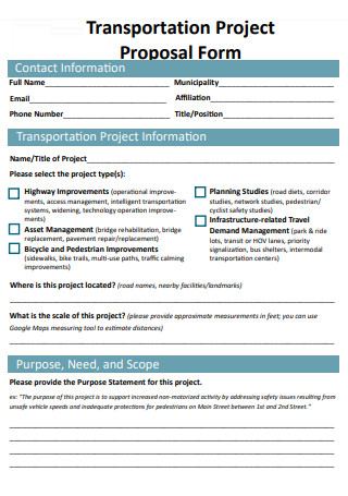 Transportation Project Proposal Form