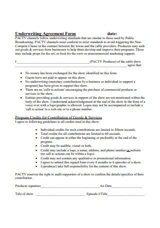 Underwriting Agreement Form