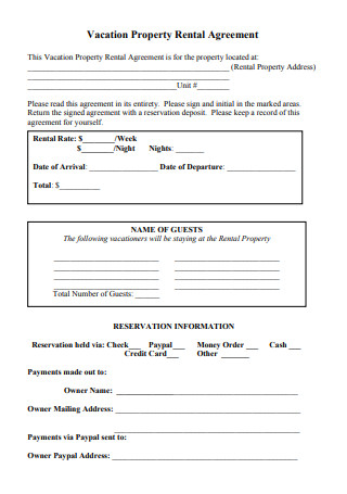 Vacation Property Rental Agreement