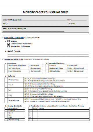 Vadet Counseling Form