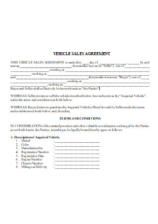 Vehicle Sale Agreement in DOC