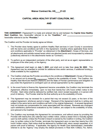 Waiver Contract in PDF