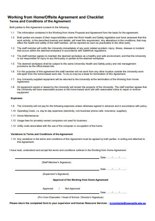 Working From Home Agreement and Checklist
